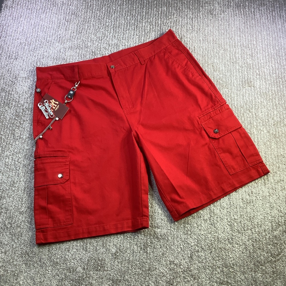 Watson Studios Digital Evolution Work Cargo Shorts Red Mens Size 40‎ NWT